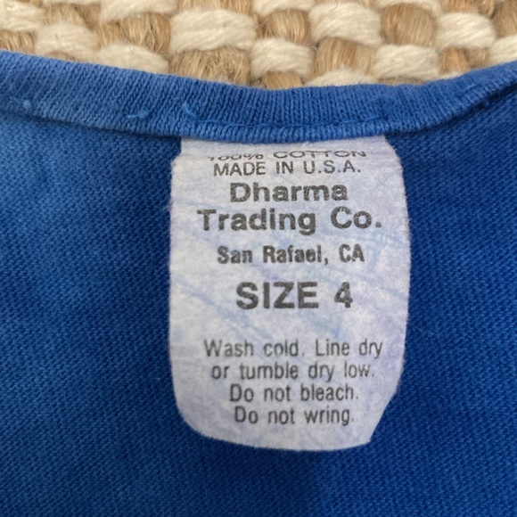 Vintage Tie Dye Dress Blue with Red Heart Girls Size 4 Empire Waist Jumper - Picture 4 of 4